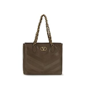 Valentino Garavani Brown Calf Leather Bos Taurus Shoulder Bag