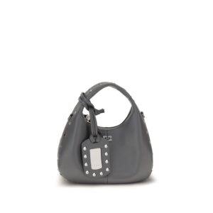 Ganni Gray Leather Shoulder Bag