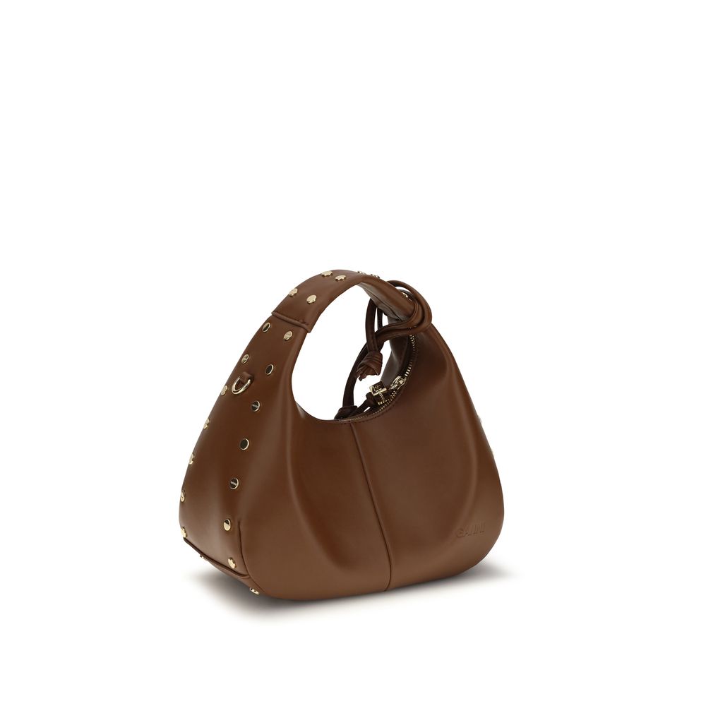 Ganni Brown Recycled Leather Shoulder Bag - Image 3