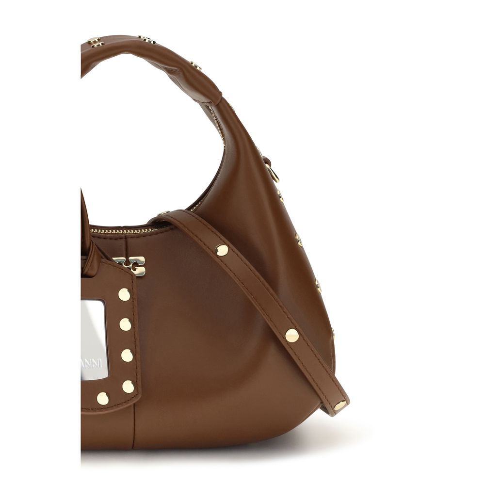 Ganni Brown Recycled Leather Shoulder Bag - Image 4