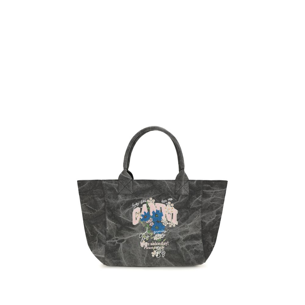 Ganni Gray Cotton Shoulder Bag