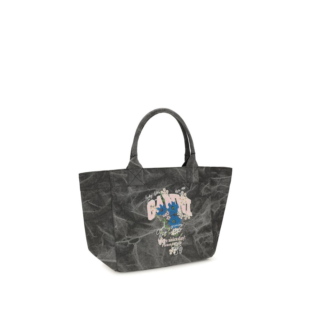 Ganni Gray Cotton Shoulder Bag - Image 2