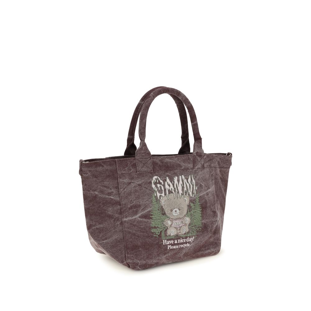 Ganni Bordeaux Cotton Shoulder Bag - Image 2