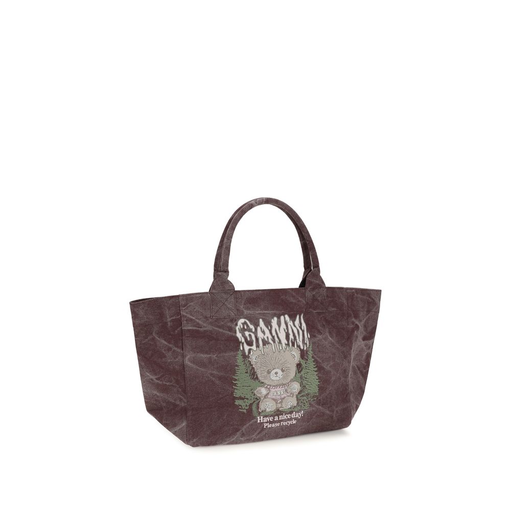 Ganni Bordeaux Cotton Shoulder Bag - Image 2