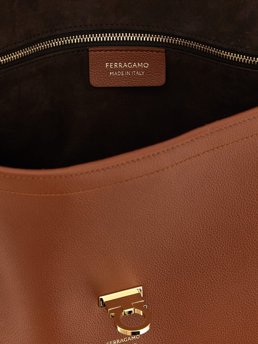 Ferragamo Brown Calfskin Shoulder Bag - Image 4