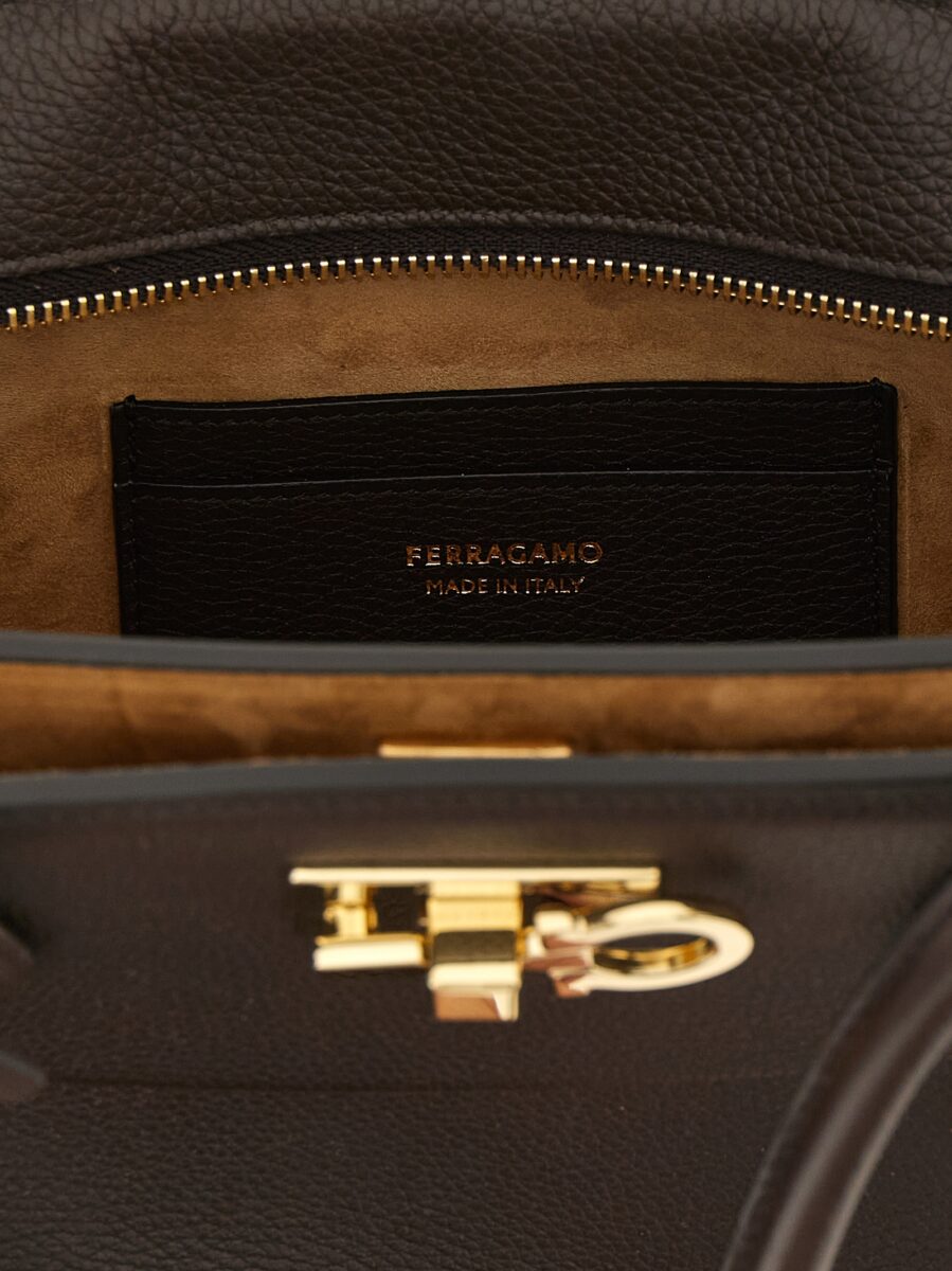 Ferragamo Brown Calfskin Shoulder Bag - Image 4