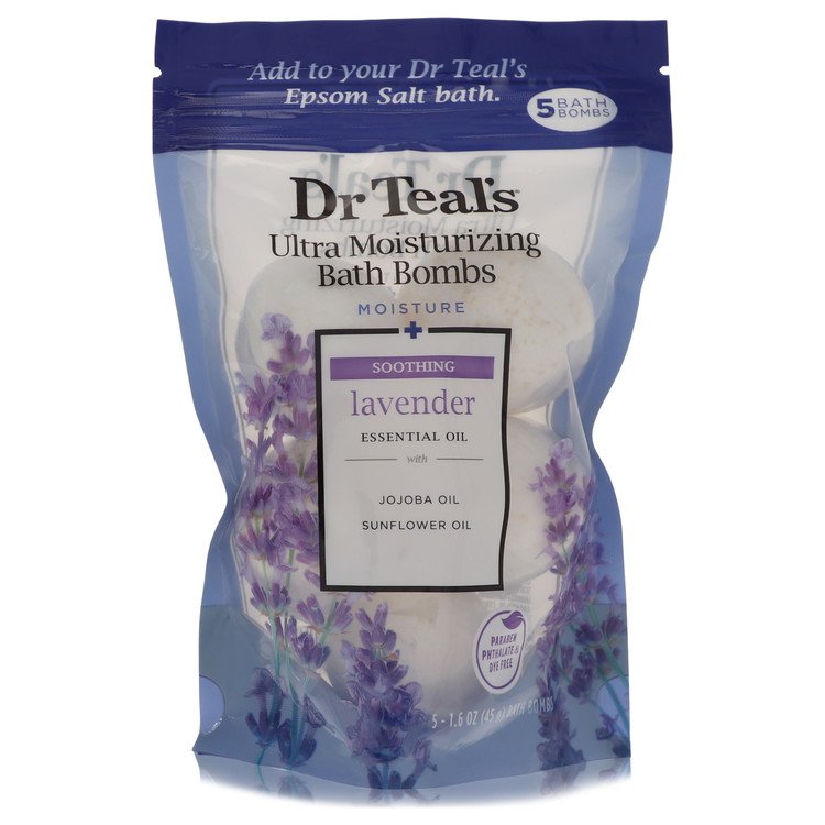 Dr Teal's Ultra Moisturizing Bath Bombs by Dr Teal's - Five (5) 1.6 oz Moisture Soothing Bath Bombs with Lavender, Essential Oils, Jojoba Oil, Sunflower Oil (Unisex) 1.6 oz