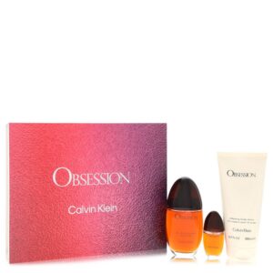Obsession by Calvin Klein - Gift Set -- 3.4 oz Eau De Parfum Spray + 6.7 oz Body Lotion + .5 oz Mini EDP Spray