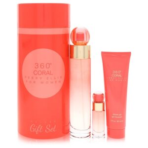 Perry Ellis 360 Coral by Perry Ellis - Gift Set -- 3.4 oz Eau de Parfum Spray + .25 oz Mini EDP Spray + 3 oz Shower Gel