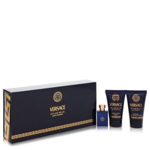 Versace Pour Homme Dylan Blue by Versace - Gift Set -- 0.17 oz Mini EDT + 0.8 oz After Shave Balm + 0.8 oz Shower Gel