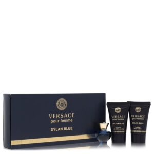 Versace Pour Femme Dylan Blue by Versace - Gift Set -- 0.17 oz Mini EDP + 0.8 oz Body Lotion + 0.8 oz Shower Gel