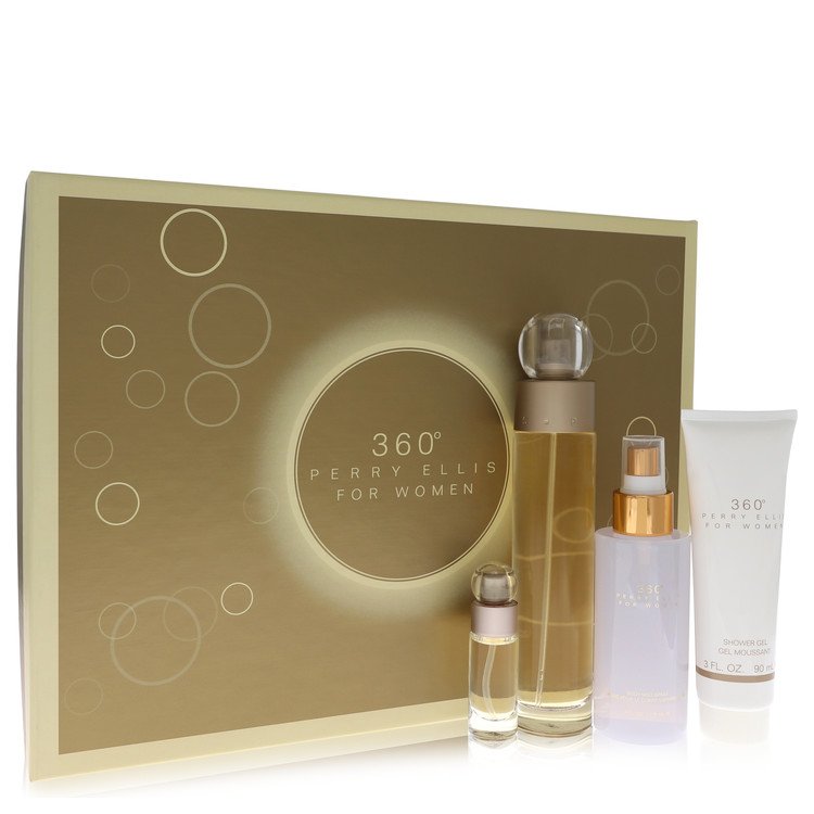perry ellis 360 by Perry Ellis - Gift Set -- 3.4 oz Eau De Toilette Spray + 4 oz Body Mist + 3 oz Shower Gel + .25 Mini EDT Spray