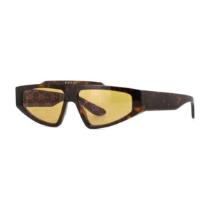 Gucci GG1591S Men's Sunglasses β Dark Havana / Yellow With GG Pattern Mirror, 58mm