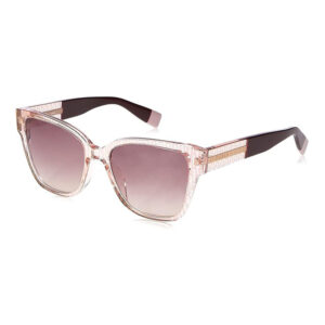 Furla SFU592 Women's Sunglasses – Transparent Rose Pattern / Brown Gradient, 54mm
