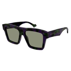 Gucci GG0962S Men's Sunglasses – Big Spotted Purple And Green Havana / Solid Green, 55mm