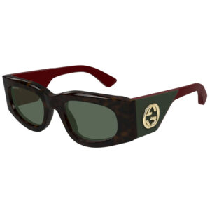 Gucci GG1664S Women's Sunglasses – Dark Havana With Red / Dark Green, 51mm