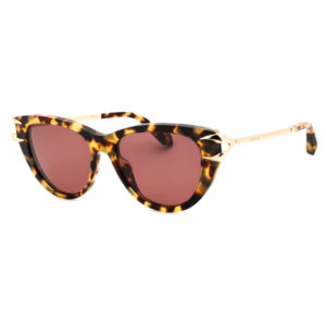 Roberto Cavalli SRC031 Women's Sunglasses β Matte Yellow Havana/Gold / Mauve, 55mm