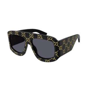 Gucci GG0983S Men's Sunglasses – Black With Gold GG Pattern / Grey, 59mm