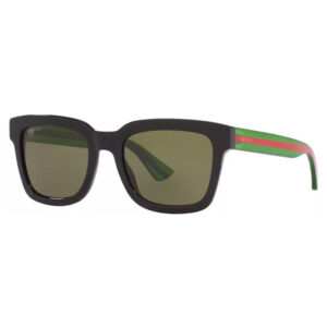 Gucci GG0001SN Men's Sunglasses – Black And Green With Red Stripe / Green, 52mm