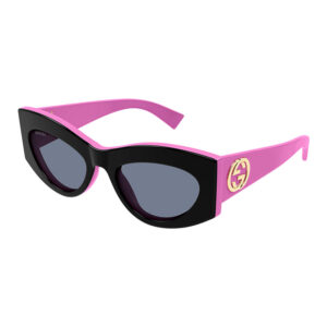Gucci GG1843S Women's Sunglasses β Shiny Black/Fuchsia / Grey, 53mm