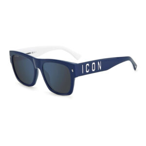 Dsquared2 ICON0004/S Unisex Sunglasses β Blue/White / Blue Mirror, 55mm