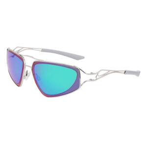 Nike NIKEVEILEV24048 Unisex Sunglasses – Silver / Green Mirror, 63mm