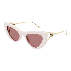 Gucci GG1565S Women's Sunglasses β Shiny Ivory/Gold / Solid Red, 52mm