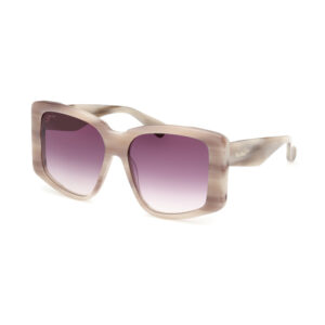 Max Mara MM0098 Women's Sunglasses β Beige Horn / Violet Gradient Mirror, 57mm