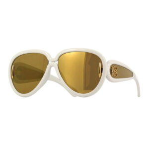 Loewe LW40132I Women's Sunglasses β Shiny Ivory White / Brown Gold Mirror, 65mm