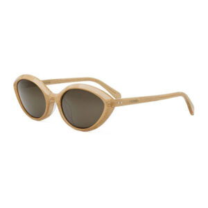 Celine CL40264U Women's Sunglasses β Shiny Milky Peach With Gold Glitter / Brown, 57mm