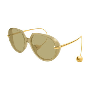 Bottega Veneta BV1436S Women's Sunglasses β Shiny Transparent Yellow/Gold / Brown, 60mm
