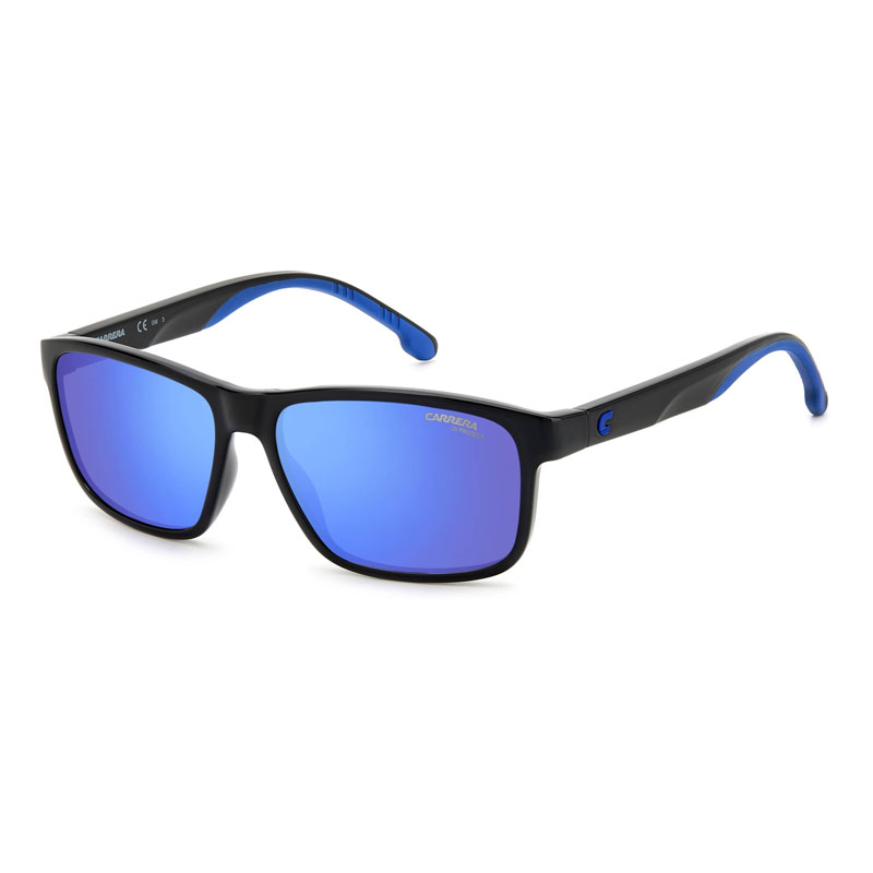 Carrera CARRERA2047T/S Men's Sunglasses – Black/Blue / Blue Multilayer Mirror, 54mm