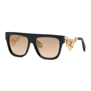 Roberto Cavalli SRC014M Women's Sunglasses β Black/Gold / Brown, 57mm