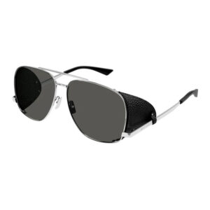 Saint Laurent SL653LEONLEATHERSPOILER Men's Sunglasses – Silver/Black / Grey, 59mm