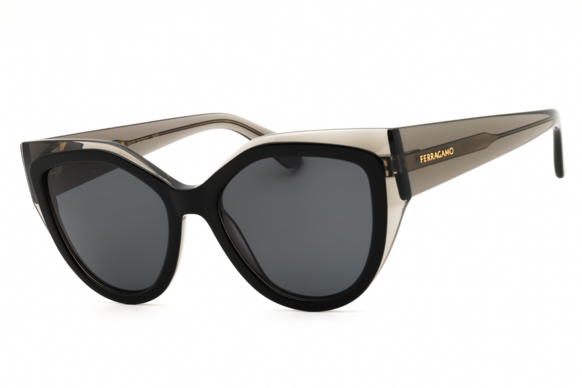 Salvatore Ferragamo SF2004S Women's Sunglasses – Transparent Grey/Black / Smoke, 53mm