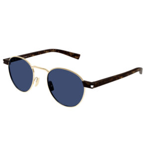 Saint Laurent SL707 Women's Sunglasses – Gold And Havana / Blue, 49mm