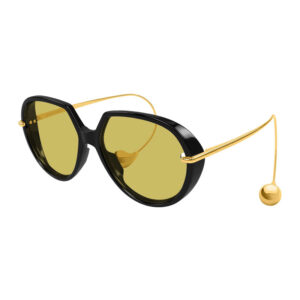 Bottega Veneta BV1436S Women's Sunglasses β Shiny Black/Gold / Yellow, 60mm