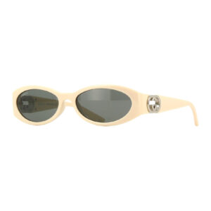 Gucci GG1660S Women's Sunglasses – Shiny Ivory / Grey With Light Mirror, 54mm
