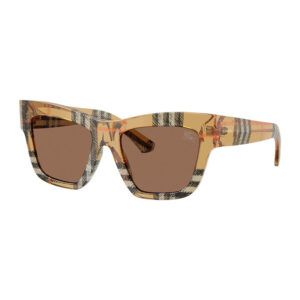 Burberry BE44494 Women's Sunglasses – Check Sand / Dark Grey, 53mm