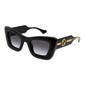 Gucci GG1552S Women's Sunglasses – Shiny Black / Grey Gradient, 49mm