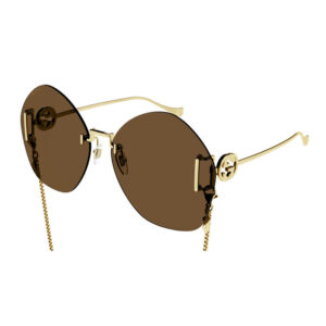 Gucci GG1203S Women's Sunglasses β Gold / Brown With Gold Chain, 65mm