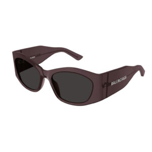 Balenciaga BB0329S Women's Sunglasses – Transparent Dark Muave / Grey, 56mm