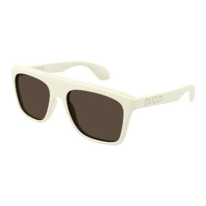 Gucci GG1570S Men's Sunglasses – Matte White / Brown, 57mm