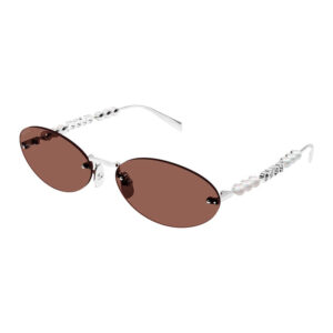Gucci GG1922S Women's Sunglasses – Shiny Silver With White Pearl / Brown, 62mm