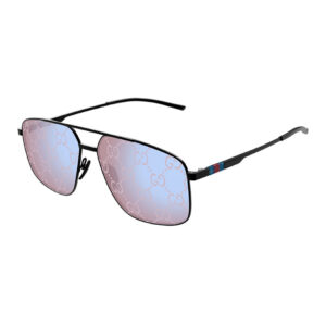 Gucci GG1676S Men's Sunglasses β Black / VIolet With GG Pattern White Mirror, 60mm