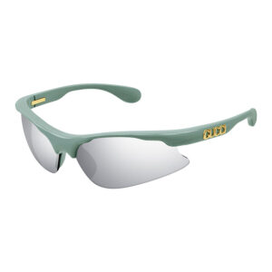Gucci GG1774S Women's Sunglasses β Shiny Mineral Green / Solid Smoke With Silver Mirror, 70mm