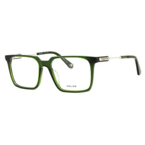 Police VPLN28 Men's Eyeglasses β Shiny Transparent Green, 53mm
