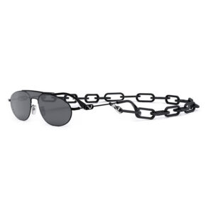 Fendi FE40072U-Y Men's Sunglasses – Black / Dark Grey With Black Chain, 57mm