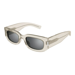 Saint Laurent SL697 Unisex Sunglasses – Transparent Beige / Grey Mirror, 51mm