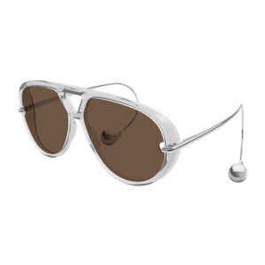 Bottega Veneta BV1273S Women's Sunglasses – Transparent Grey/Silver / Brown, 63mm